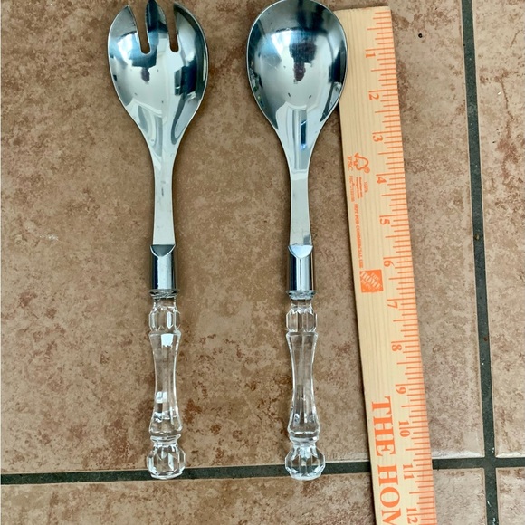 Stainless steel fork and spoon salad server - Picture 2 of 7